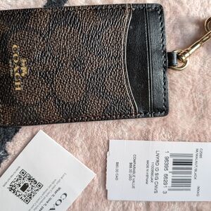 Coach Brown and Black Card Holder: Lanyard